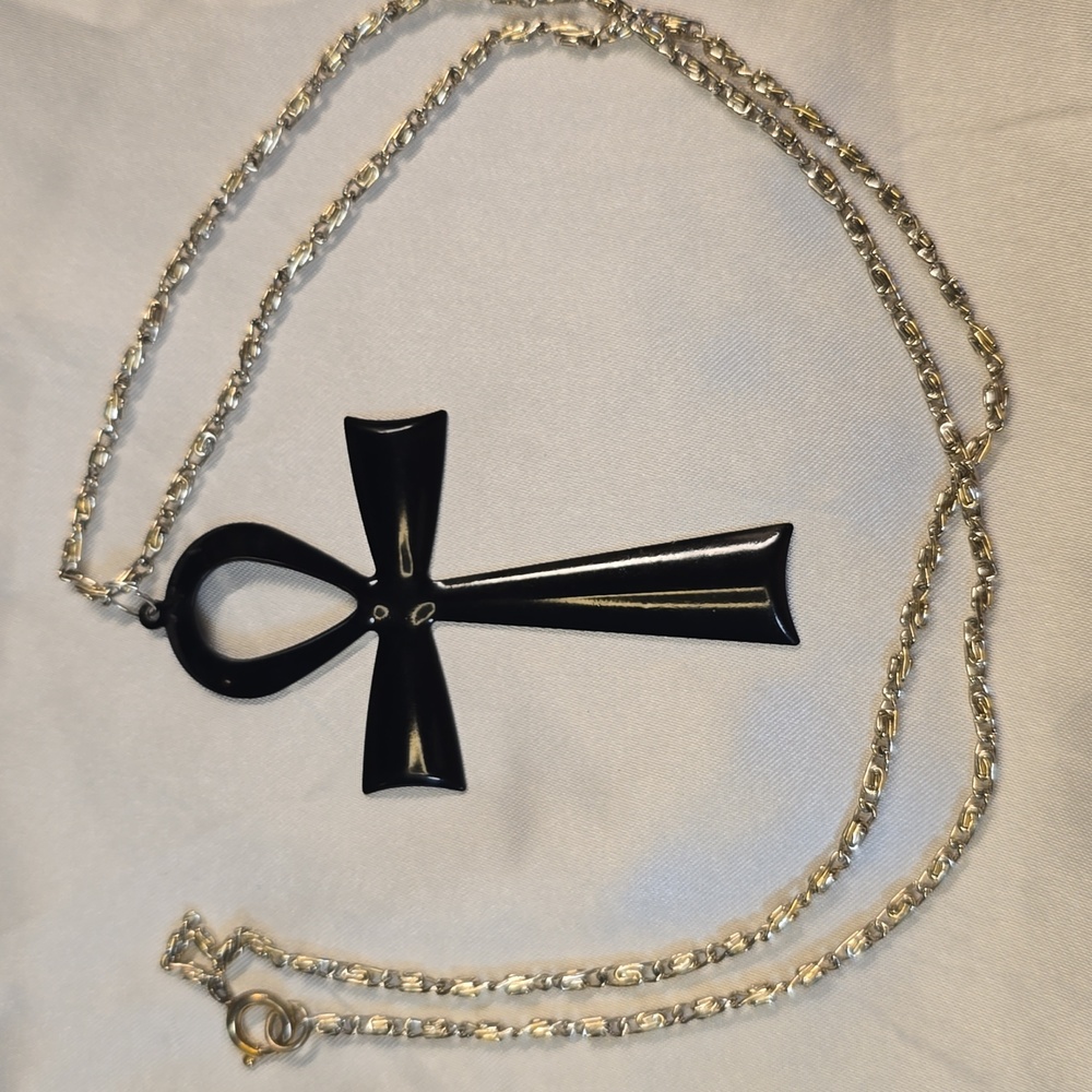 Black Ankh Pendant Necklace